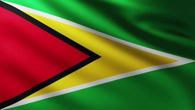 Large Flag of Guyana fullscreen background fluttering in the wind