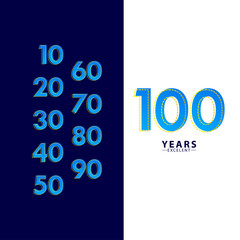 100 Years Excellent Anniversary Celebration Blue Dash Vector Template Design Illustration