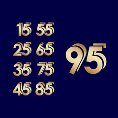 95 Years Anniversary Celebration Blue Gold Vector Template Design Illustration
