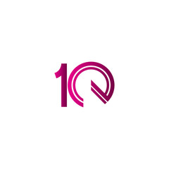 10 Years Anniversary Celebration Purple Line Vector Template Design Illustration