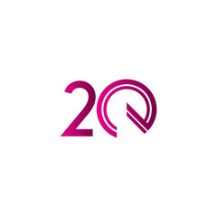 20 Years Anniversary Celebration Purple Line Vector Template Design Illustration