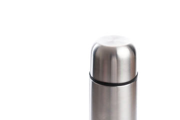 Stainless bottle. Coffee thermos stainless steel bottle isolated on white background.