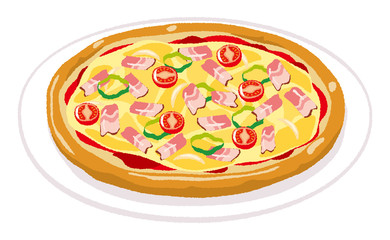 ベーコンピザのイラスト