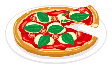 ピザマルゲリータのイラスト