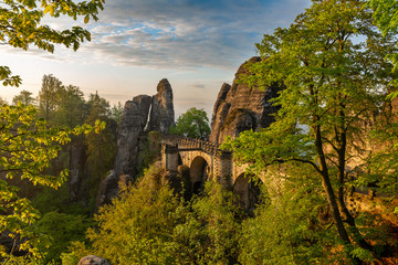 a beautiful view of the bridge of the Bastei of Rathen in saxon switzerland, Germany