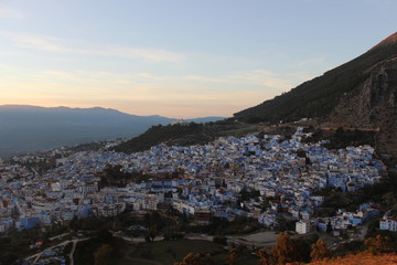 view of chefchaouen from mountain