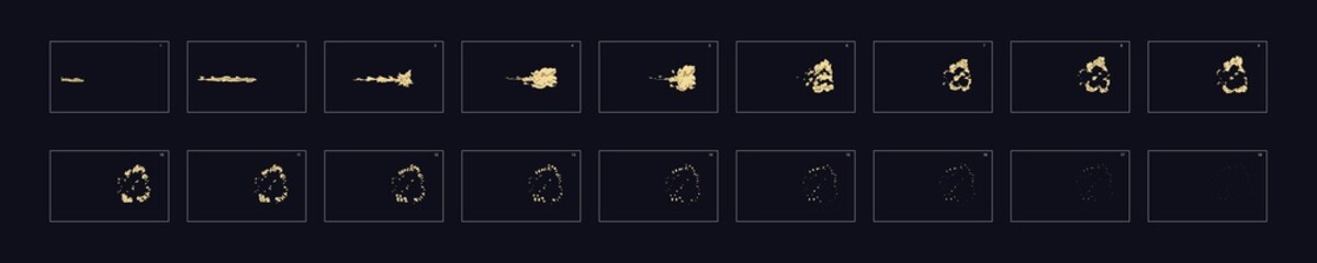 Dust  explosion special effect animation. Explosion frames for flash animation in games, video, cartoon or animation