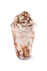 Mousse Sundae in Glass – Hazelnut Dessert – Isolated on White Background