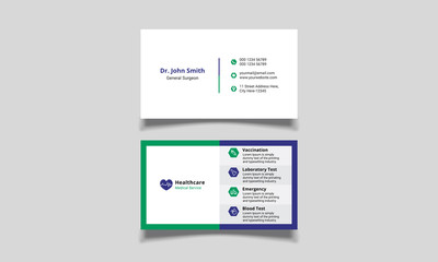 Creative and Clean Medical Business Card Template. Flat Design Vector Illustration. Stationery Design