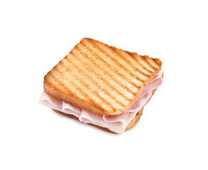 Grilled Ham and Cheese Sandwich Toast – Isolated on White Background