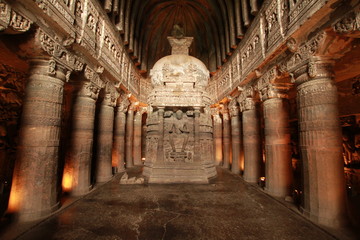 Chaitya Griha or prayer hall at Ajanta Caves