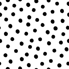 Rolgordijnen zonder boren Cirkels Handgetekende zwart-wit naadloze textuur met cirkels en stippen. Vector herhalingspatroon.
