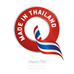 Made in Thailand flag ribbon Quality Q sign logo red color label button banner