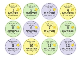 Twinkle, Twinkle, Little Star, First Year Monthly Round Stickers vector Design