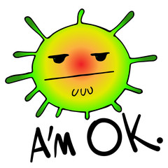 Coronavirus with the emotion of indifference and inertia. Sticker with COVID-19 in cartoon style on a white isolate. Vector illustration with a sad microorganism for design, social networks and print.