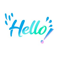 Hello lettering blue font Modern calligraphy Hello handwriting typography Illustration design for element, greeting cards, posters