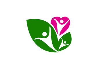vector concept of orphans in heart icon, love and happy life vector illustration.