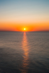amazing sunrise sea in the summer or early autumn