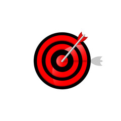 Mission, target icon or business goal logo in red design concept on an isolated white background. EPS 10 vector.