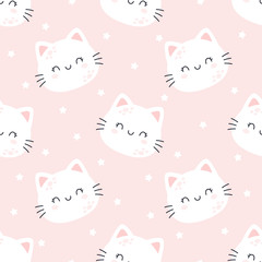 Cat planet seamless pattern background