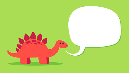 Cute stegosaurus dinosaur with speech bubble to place your copy