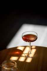 Black filter coffee on the table in cafe service kettle hario pour over cup