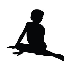 a boy sitting body silhouette vector