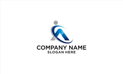 combination of A and people logo design
