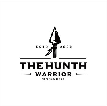 Arrowhead Spear Hunting Logo Design Vintage Hipster Retro