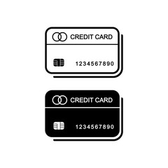 Credit card icon vector logo design black symbol isolated on white background. Vector EPS 10.