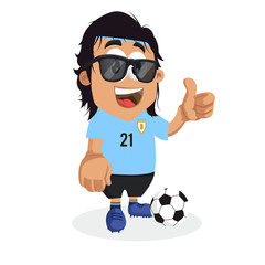 Uruguay mascot and background thumb pose with flat design style for your logo or mascot branding