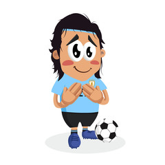 Uruguay mascot and background ashamed pose with flat design style for your logo or mascot branding