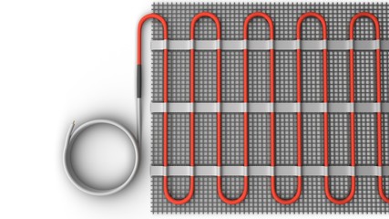 Floor heating system with cable. 3D-rendering.