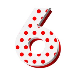 3D NUMBER MADE OF RED AND WHITE GIFT BOX WITH RED DOTS : 6 SIX