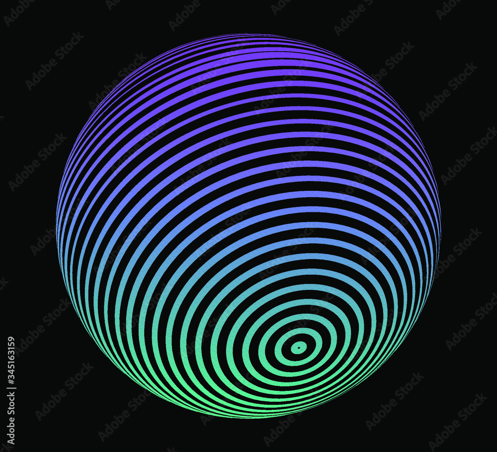 Aufkleber neon glowing 3d sphere made of lines on dark background. futuristic style illustration for tech rela