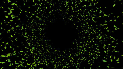 Green Flying leaves leaf 3D illustration background.