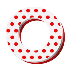 3D ENGLISH ALPHABET MADE OF RED AND WHITE GIFT BOX WITH RED DOTS : O