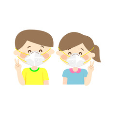 Kids wearing Mask Vector