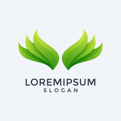 colorful green wings logo design. wings, green, leaf, design vector.