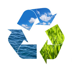Illustration recycling symbol of nature elements