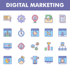digital marketing icon pack in line and glyph style. icon pack for your web site design, logo, app, UI. Vector graphics illustration and editable stroke. EPS 10.