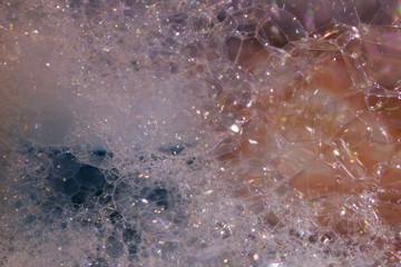close up of soap foam and bubble structure