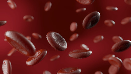 3d Digital illustration of streaming red blood cells in vein