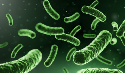Micro probiotic lactobacillus green microorganism Realistic style. Medical, healthcare and...