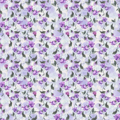 Watercolor floral pattern with sweet pea flowers. Branches, leaves, pods and tendrils in watercolor style. Elegant pattern for fashion prints,  printing fabrics, wrapping paper