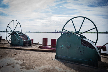 Old ship's equipment in the shipyard