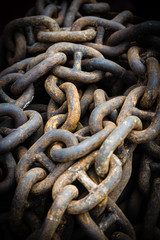 Fototapeta premium Large metal chains in the shipyard