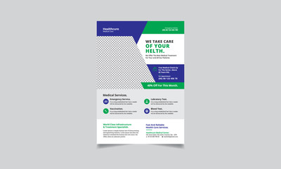Obraz premium Medical flyer design template Hospital promotional flyer 