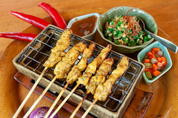 Chicken Satay at restaurant Bali Indonesia