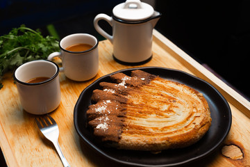 Chocolate cake whit sweet bread